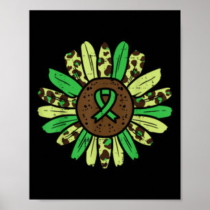 Poster Santé mentale Tournesol Vert Ribbon Sensibilisatio