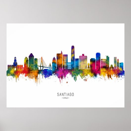 Poster Santiago Chili Skyline (Devant)