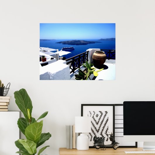 Poster Santorin (Bureau à domicile)