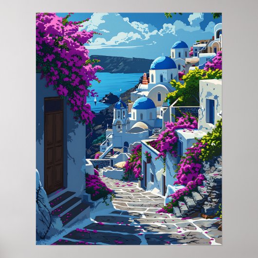 Poster Santorin en Grèce (Devant)