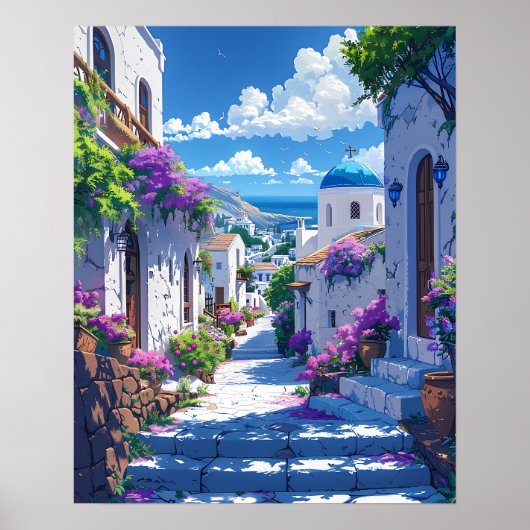 Poster Santorin en Grèce (Devant)
