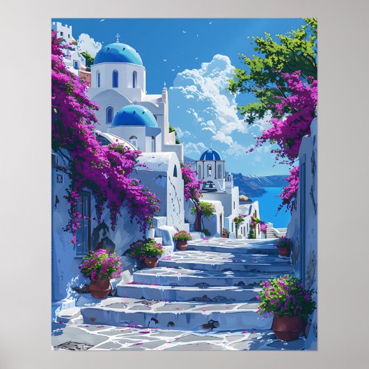 Poster Santorin en Grèce (Devant)