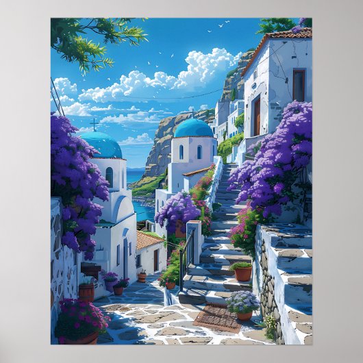 Poster Santorin en Grèce (Devant)