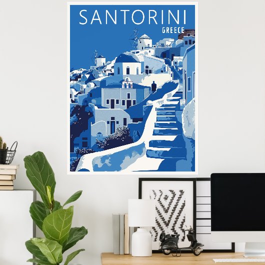 Poster Santorin Grèce (Bureau à domicile)