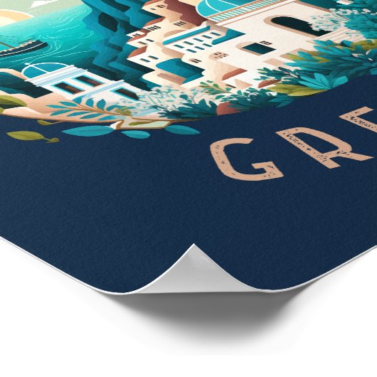 Poster Santorin Grèce Cercle en détresse (Coin)