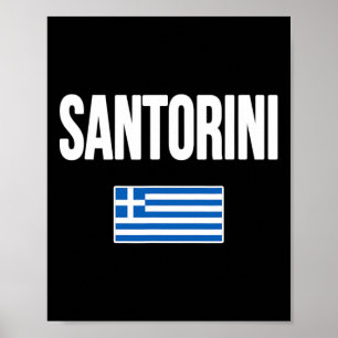 Poster Santorin Grèce Drapeau Grec Souvenir Vacances