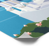 Poster Santorin Grèce Famous Travel Place Illustration (Coin)