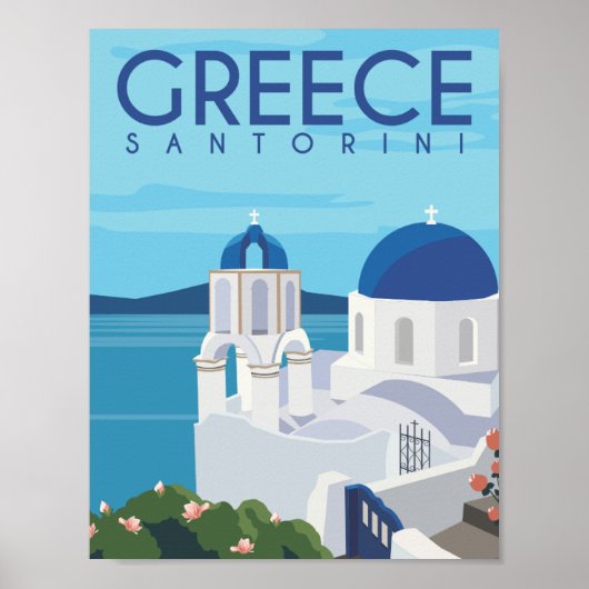 Poster Santorin Grèce Famous Travel Place Illustration (Devant)
