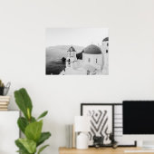 Poster Santorin Grèce Iconic Domed Churches Vue sur la me (Bureau à domicile)