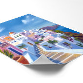Poster Santorin Grèce Peinture Aquarelle Voyage (Coin)