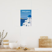 Poster Santorin Grèce Rétro Vintage (Cuisine)