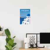 Poster Santorin Grèce Rétro Vintage (Bureau à domicile)