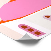 Poster Santorin Grèce Rose Et Orange (Coin)
