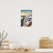 Poster Santorin Grèce Travel Art (Cuisine)