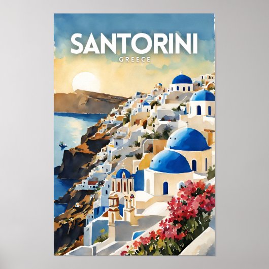 Poster Santorin Grèce Travel Art (Devant)