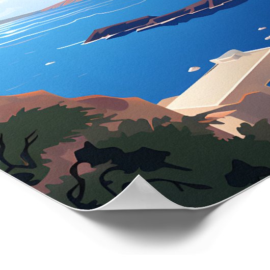 Poster Santorin Grèce Voyage | L'île grecque | (Coin)