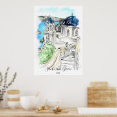 Poster Santorin Ile Grèce Souvenirs d'été (Cuisine)