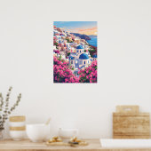 Poster Santorin Oia Grèce Coucher de soleil Murale Côtièr (Cuisine)