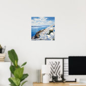 Poster Santorin sur l'affiche de la mer (Bureau à domicile)