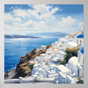 Poster Santorin sur l'affiche de la mer