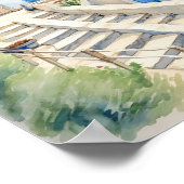 Poster Santorini Grèce Carré de peinture aquarelle (Coin)