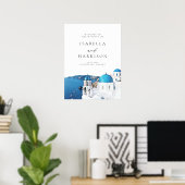 Poster SANTORINI GRÈCE Destination Mariage Bienvenue (Bureau à domicile)