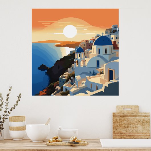 POSTER SANTORINI GRÈCE N° 1 (Cuisine)