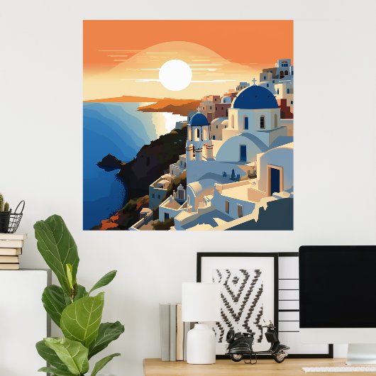 POSTER SANTORINI GRÈCE N° 1 (Bureau à domicile)