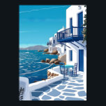 Poster Santorini Greece Blue Sea Coastal Wall Art<br><div class="desc">This vibrant illustration captures the refreshing beauty of a sun-drenched seaside escape. Featuring a bold blue-and-white palette and crisp, minimalist lines, it brings a bright and modern energy to any living space or office. Perfect for travel lovers and fans of contemporary design, this high-end wall art creates a serene focal...</div>