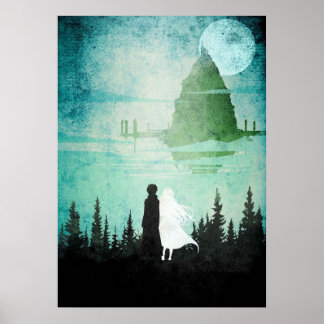 Poster Sao Kirito et Asuna Manga minimaliste