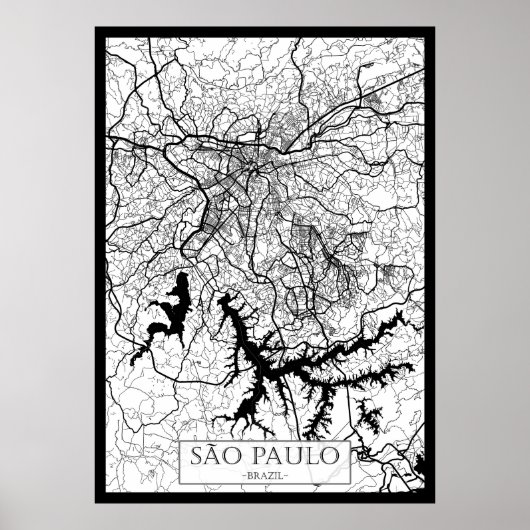 Poster São Paulo Brazil Map (Devant)