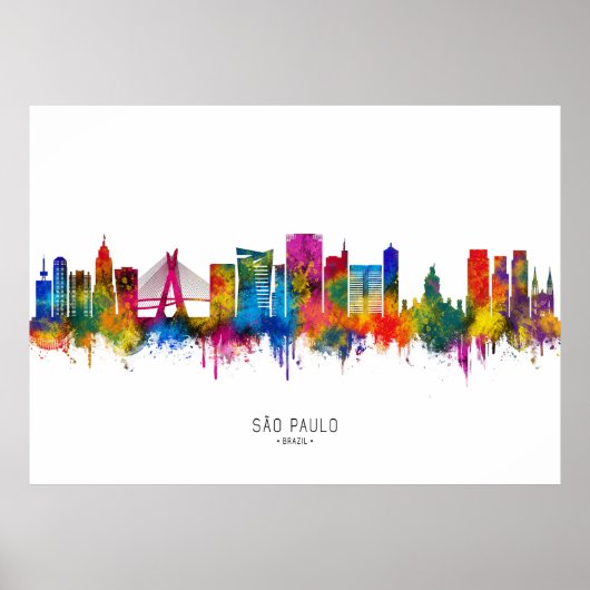Poster São Paulo Brésil Skyline (Devant)
