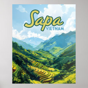 Poster Sapa Vietnam Asie Rice Terrasses Vintage voyage