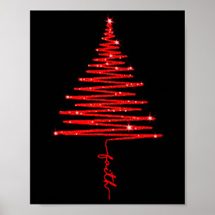 Poster Sapin de Noël à foi scintillante rouge
