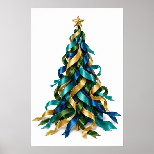 Poster Sapin de Noël avec Rubans (Devant)