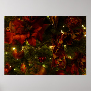 Poster Sapin de Noël bordeaux et or II