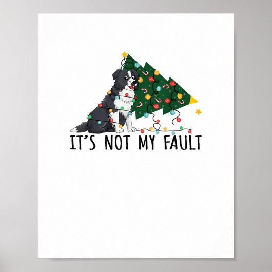 Poster Sapin de Noël Ce n'est pas ma faute Border Collie (Devant)