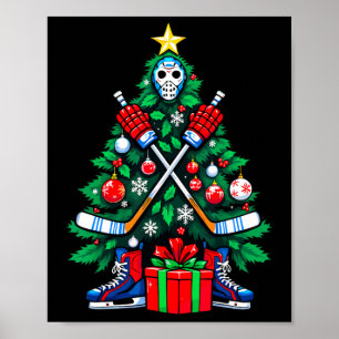 Poster Sapin de Noël de hockey Xmas Nouvel An Joueur de h