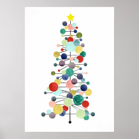 Poster Sapin de Noël milieu du siècle moderne Rétro Point (Devant)