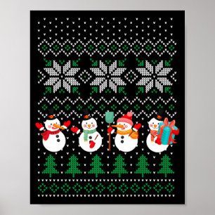 Poster Sapin de Noël Moche Bonhomme de Neige Père Noël No
