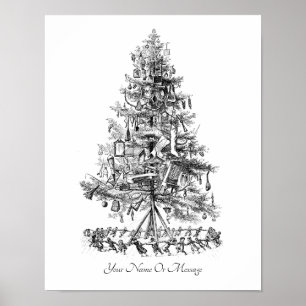 Poster Sapin de Noël où des enfants chantent et dansent -