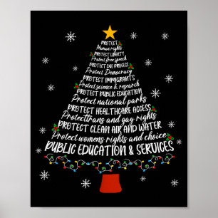 Poster Sapin de Noël Protéger les droits de l'homme Proté