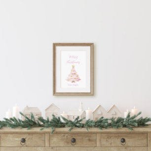 Poster Sapin de Noël rose et or
