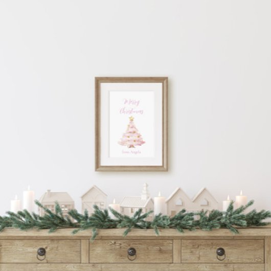 Poster Sapin de Noël rose et or