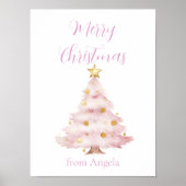 Poster Sapin de Noël rose et or (Devant)