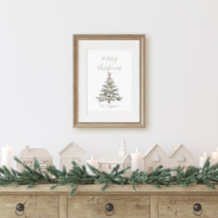 Poster Sapin de Noël rustique en bois flotté côtier
