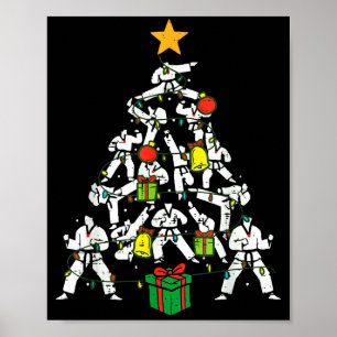 Poster Sapin de Noël Taekwondo Xmas Arts Martiaux Karaté