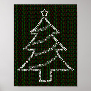 Poster Sapin de Noël Texte Trompette