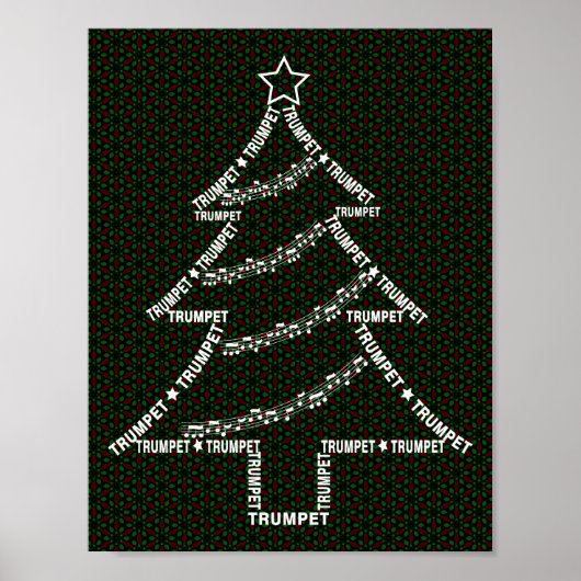 Poster Sapin de Noël Texte Trompette (Devant)