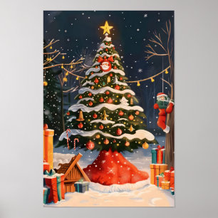 Poster Sapin de Noël vintage